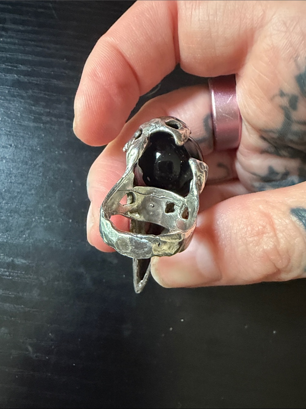 OOAK sterling silver & onyx ring - Picture 3 of 5